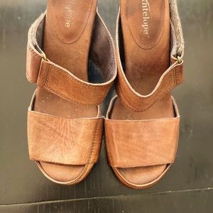 Anthropologie Antelope leather slide heels